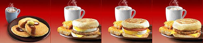 McDonalds Kalorientabelle für das Frühstück